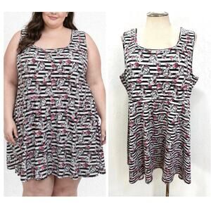 Torrid Plus Size 5 Disney Beauty and the Beast Roses Scuba Mini Tank Dress 5X